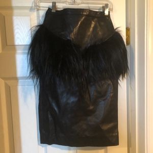 Designer Squared Genuine Leather Skirt